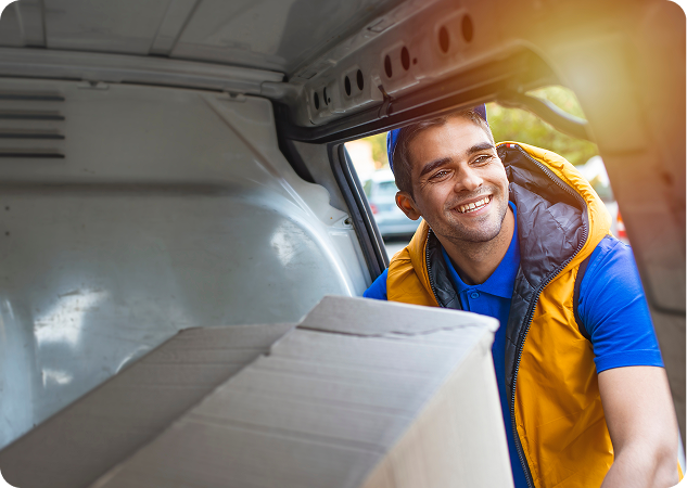 delivery driver with package