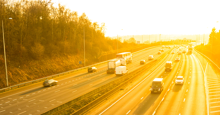 busy highway arial view